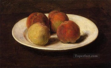 Henri Fantin Latour Painting - Still Life of Four Peaches Henri Fantin Latour